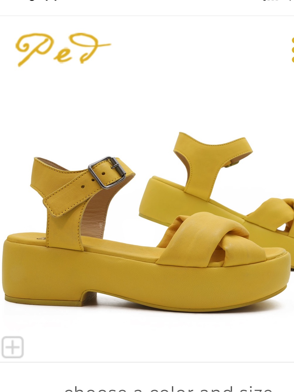 NWT MOMA Angelina in Giallo Leather Sandals Made in Italy Size 40